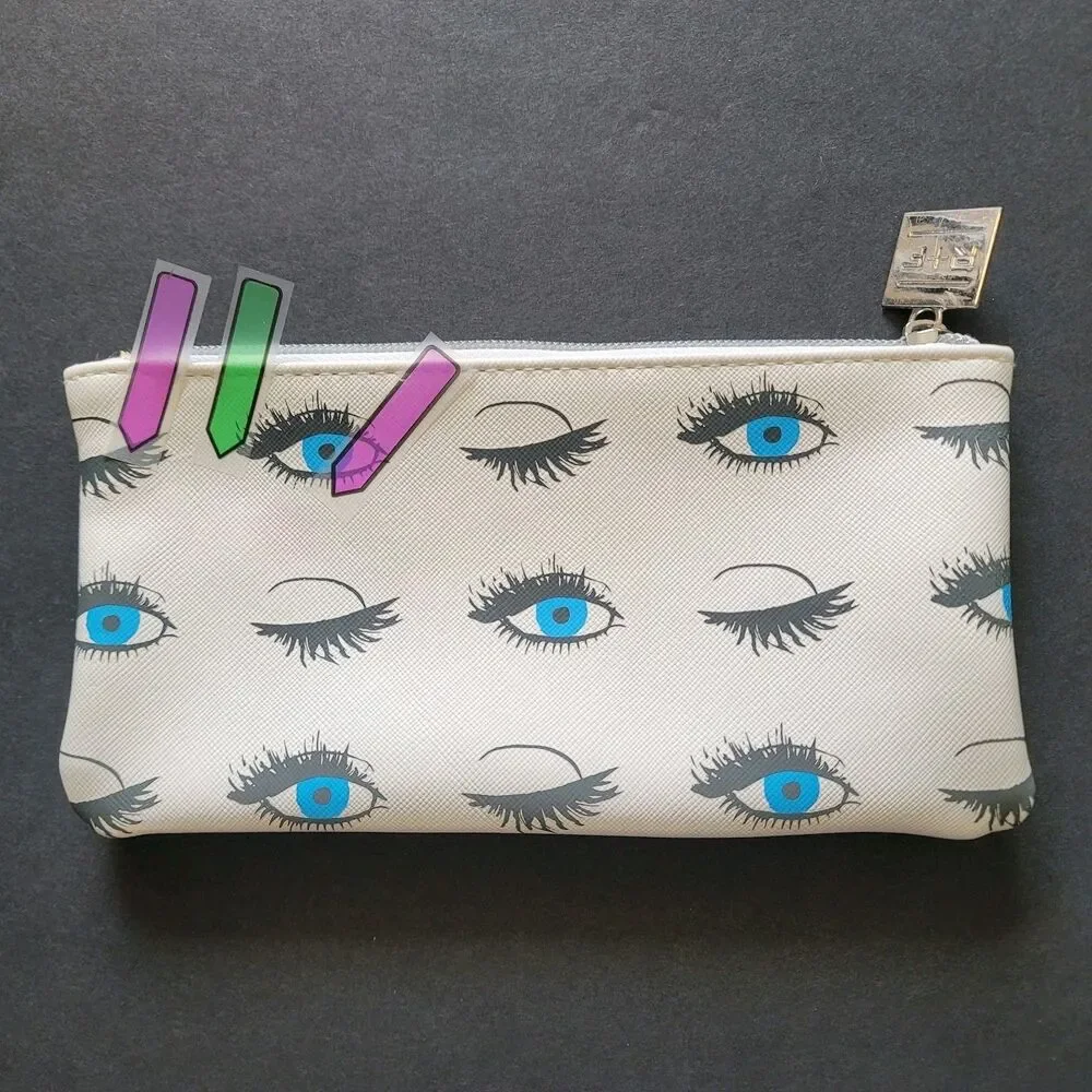 Rodan + Fields Eye Print Cosmetic Bag Zipper Pouch – Faint Pink Stain Shown